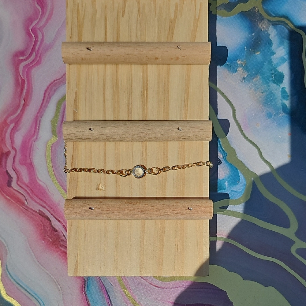 Gold Chain Bracelet with Crystal Accent